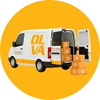 ilustracion digital paquetes van olva courier